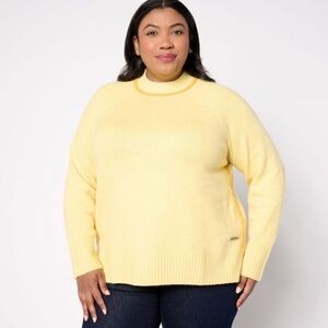 Peace Love World Soft Yellow Turtleneck Sweater